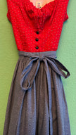 Vintage 1980s Red Dirndl With Light Blue Apron