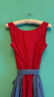 Vintage 1980s Red Dirndl With Light Blue Apron