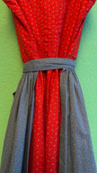 Vintage 1980s Red Dirndl With Light Blue Apron