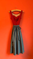 Vintage 1980s Red Dirndl With Light Blue Apron