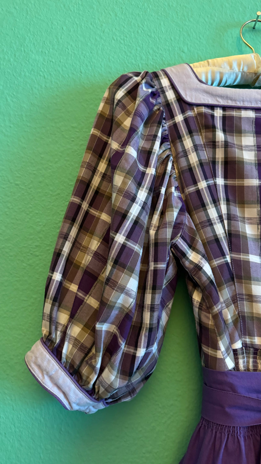 Vintage 1980s Hasegg Trachten Plaid Dirndl With Purple Apron