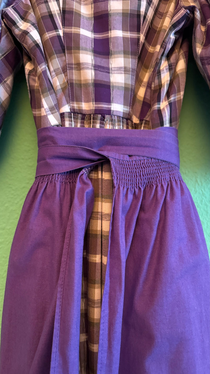 Vintage 1980s Hasegg Trachten Plaid Dirndl With Purple Apron