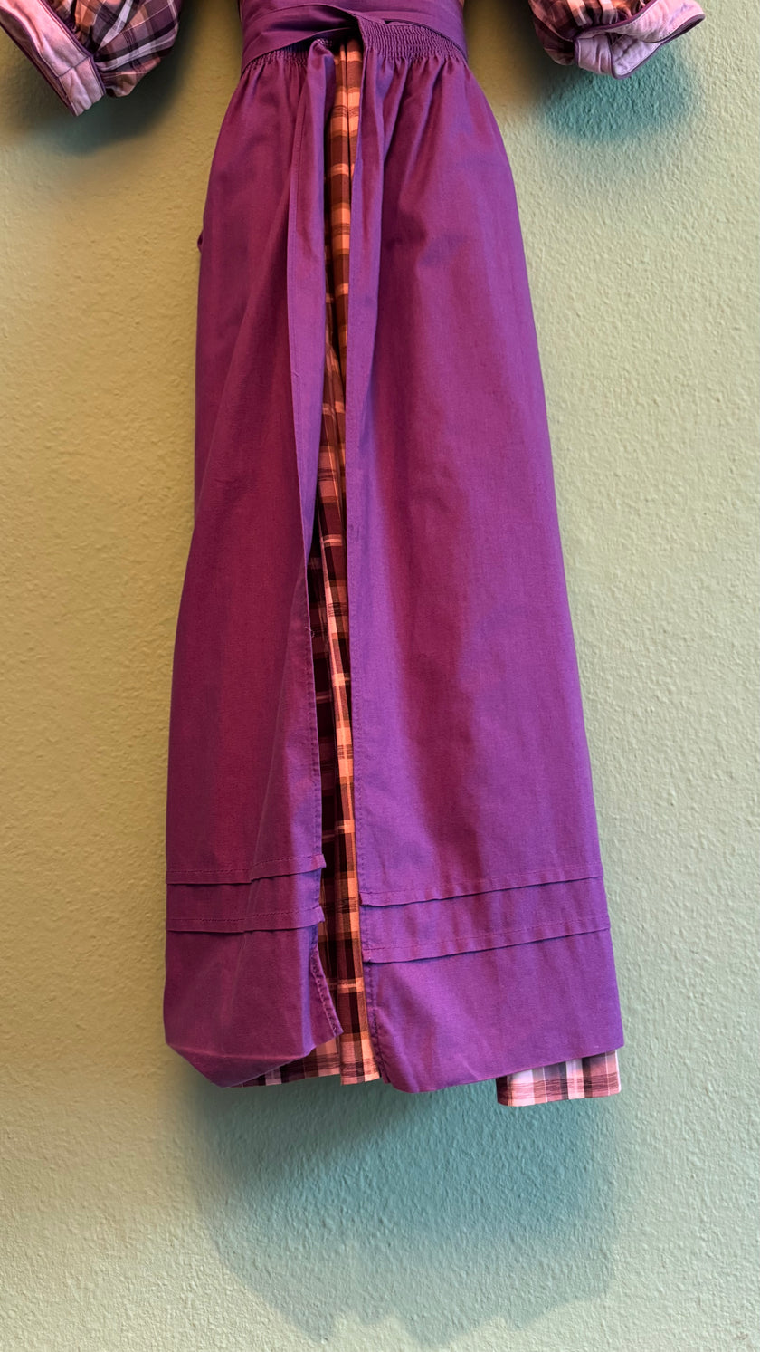 Vintage 1980s Hasegg Trachten Plaid Dirndl With Purple Apron