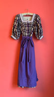 Vintage 1980s Hasegg Trachten Plaid Dirndl With Purple Apron