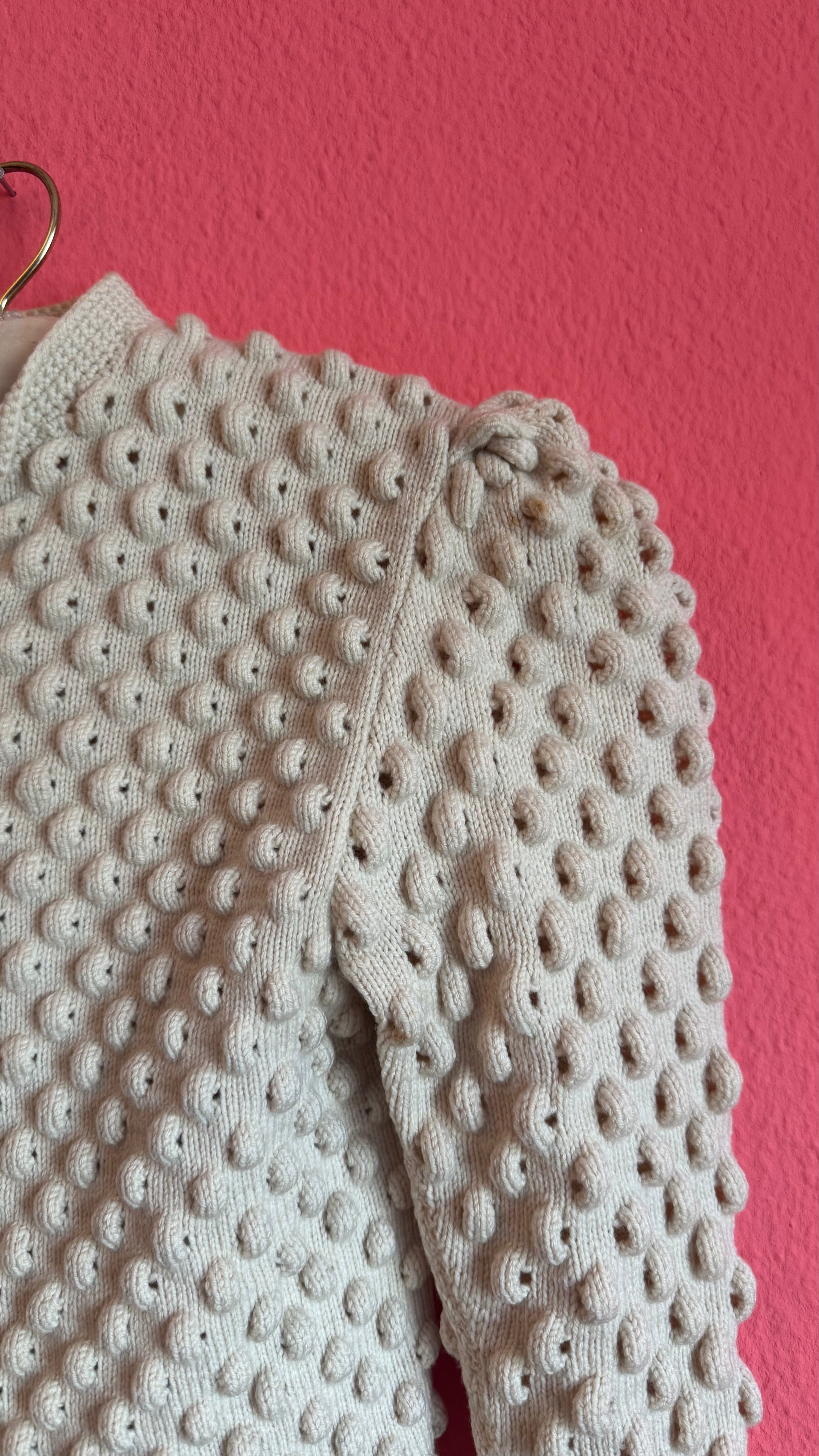 Vintage 1970s Ivory Wool Tracht Cardigan
