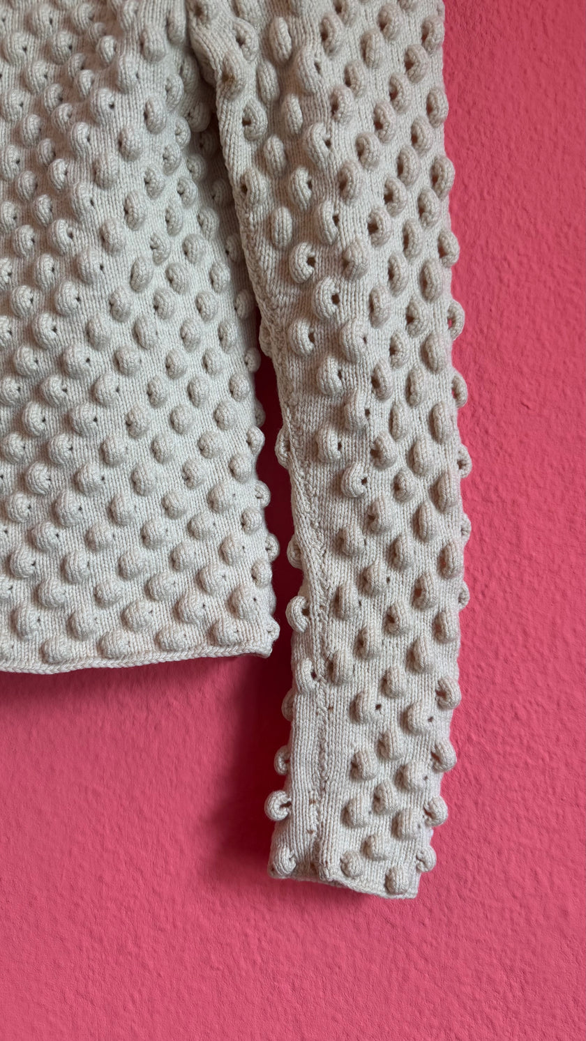 Vintage 1970s Ivory Wool Tracht Cardigan