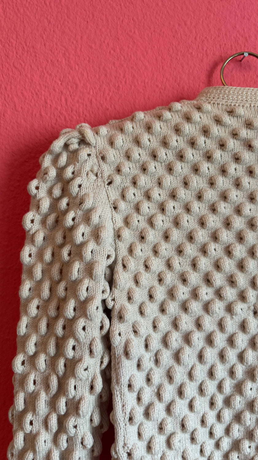 Vintage 1970s Ivory Wool Tracht Cardigan