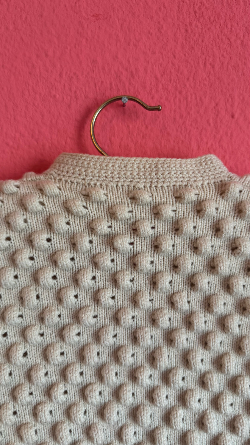 Vintage 1970s Ivory Wool Tracht Cardigan