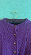 Vintage 1980s Purple Wool Tracht Cardigan Made in Austria