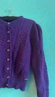 Vintage 1980s Purple Wool Tracht Cardigan Made in Austria