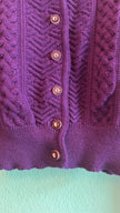 Vintage 1980s Purple Wool Tracht Cardigan Made in Austria