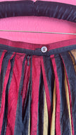 Vintage 1980s Silk Dirndl Skirt With Burgundy Gold Stripes
