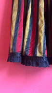 Vintage 1980s Silk Dirndl Skirt With Burgundy Gold Stripes
