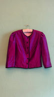 Vintage 1980s Magenta Silk Dirndl Skirt & Blouse Set