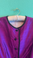 Vintage 1980s Magenta Silk Dirndl Skirt & Blouse Set