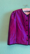Vintage 1980s Magenta Silk Dirndl Skirt & Blouse Set