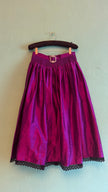 Vintage 1980s Magenta Silk Dirndl Skirt & Blouse Set