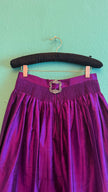 Vintage 1980s Magenta Silk Dirndl Skirt & Blouse Set