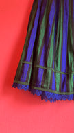 Vintage 1980s Silk Dirndl Skirt With Blue Green Stripes