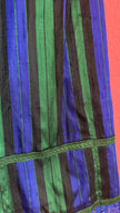 Vintage 1980s Silk Dirndl Skirt With Blue Green Stripes