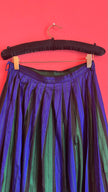 Vintage 1980s Silk Dirndl Skirt With Blue Green Stripes