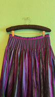 Vintage 1980s Silk Dirndl Skirt With Purple Green Stripes