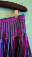 Vintage 1980s Silk Dirndl Skirt With Purple Green Stripes