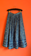 Vintage 1980s Blue Floral Tracht Dirndl Skirt