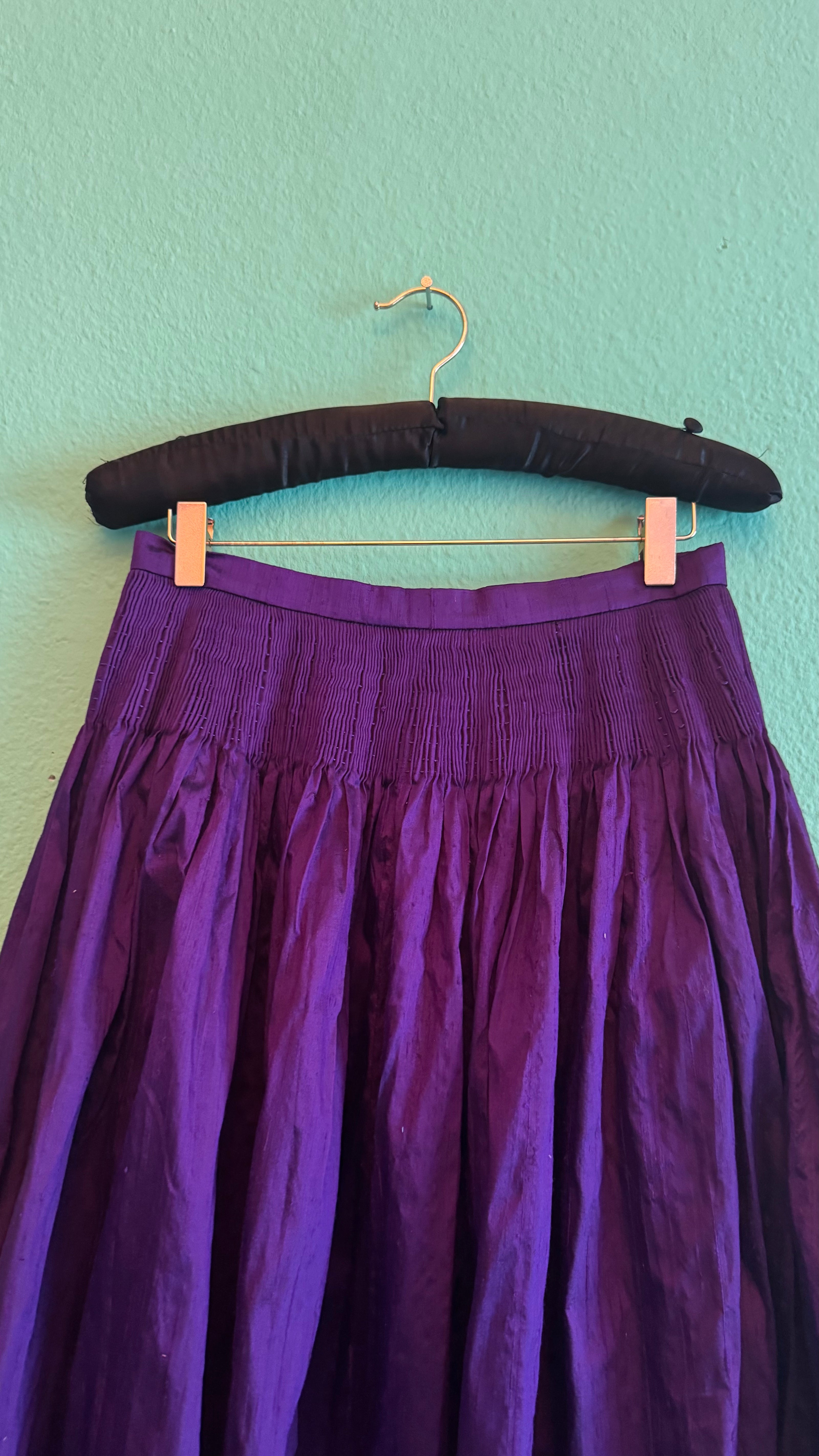 Vintage 1980s Purple Silk Dirndl Skirt