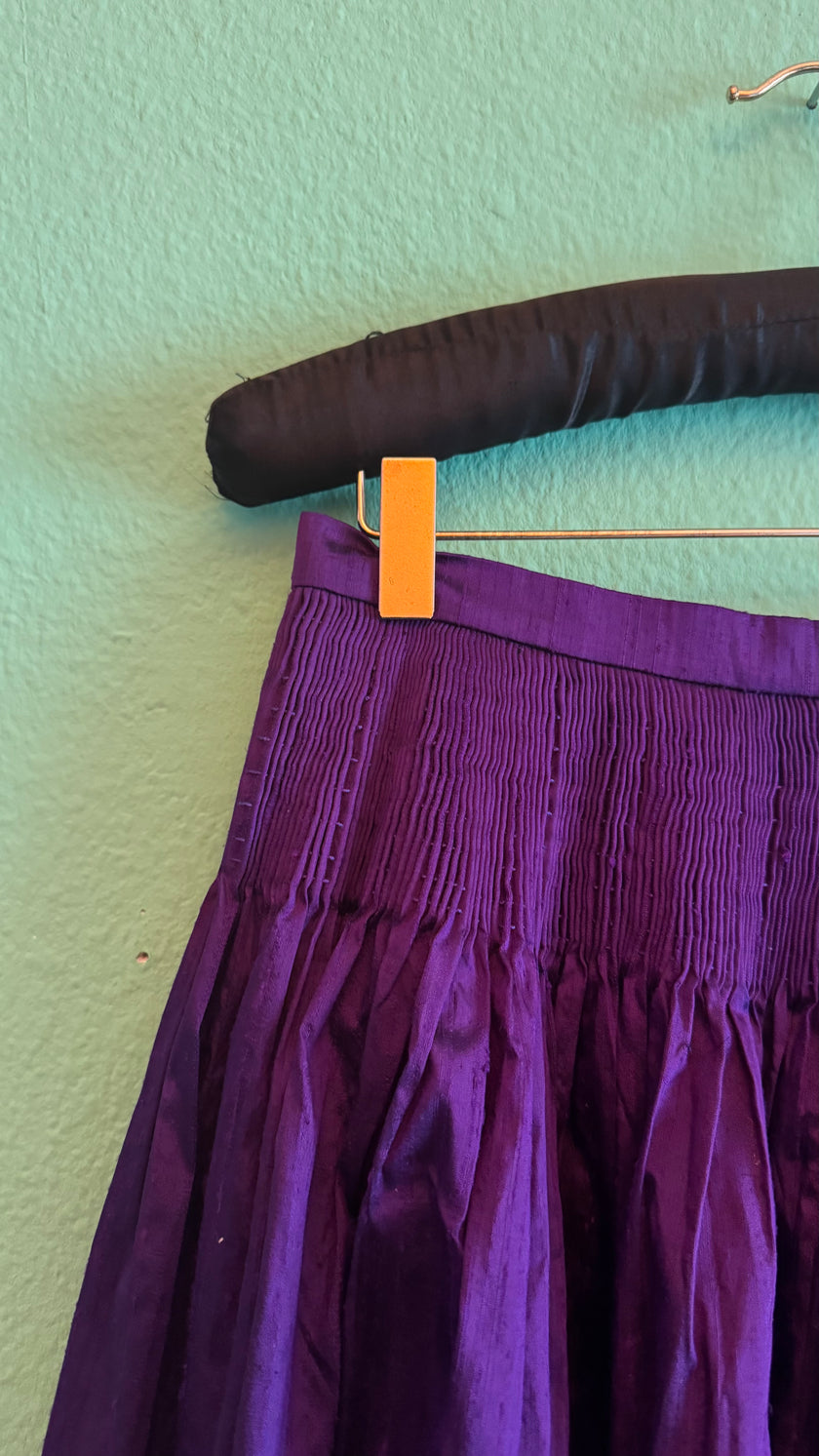 Vintage 1980s Purple Silk Dirndl Skirt