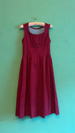 Vintage 1970s Red Micro-Check Dirndl Dress
