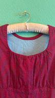 Vintage 1970s Red Micro-Check Dirndl Dress
