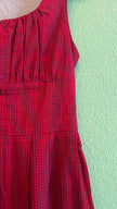 Vintage 1970s Red Micro-Check Dirndl Dress