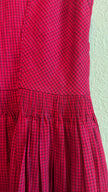Vintage 1970s Red Micro-Check Dirndl Dress