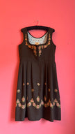 Vintage 1970s Black Embroidered Dirndl West Germany