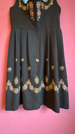 Vintage 1970s Black Embroidered Dirndl West Germany