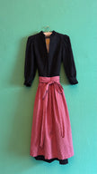 Vintage 1980s Deep Blue Printed Dirndl With Pink Apron