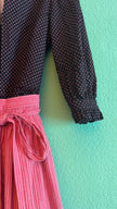 Vintage 1980s Deep Blue Printed Dirndl With Pink Apron