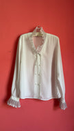 Vintage 1980s Ivory Ruffle Blouse by Yarell