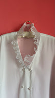 Vintage 1980s Ivory Ruffle Blouse by Yarell