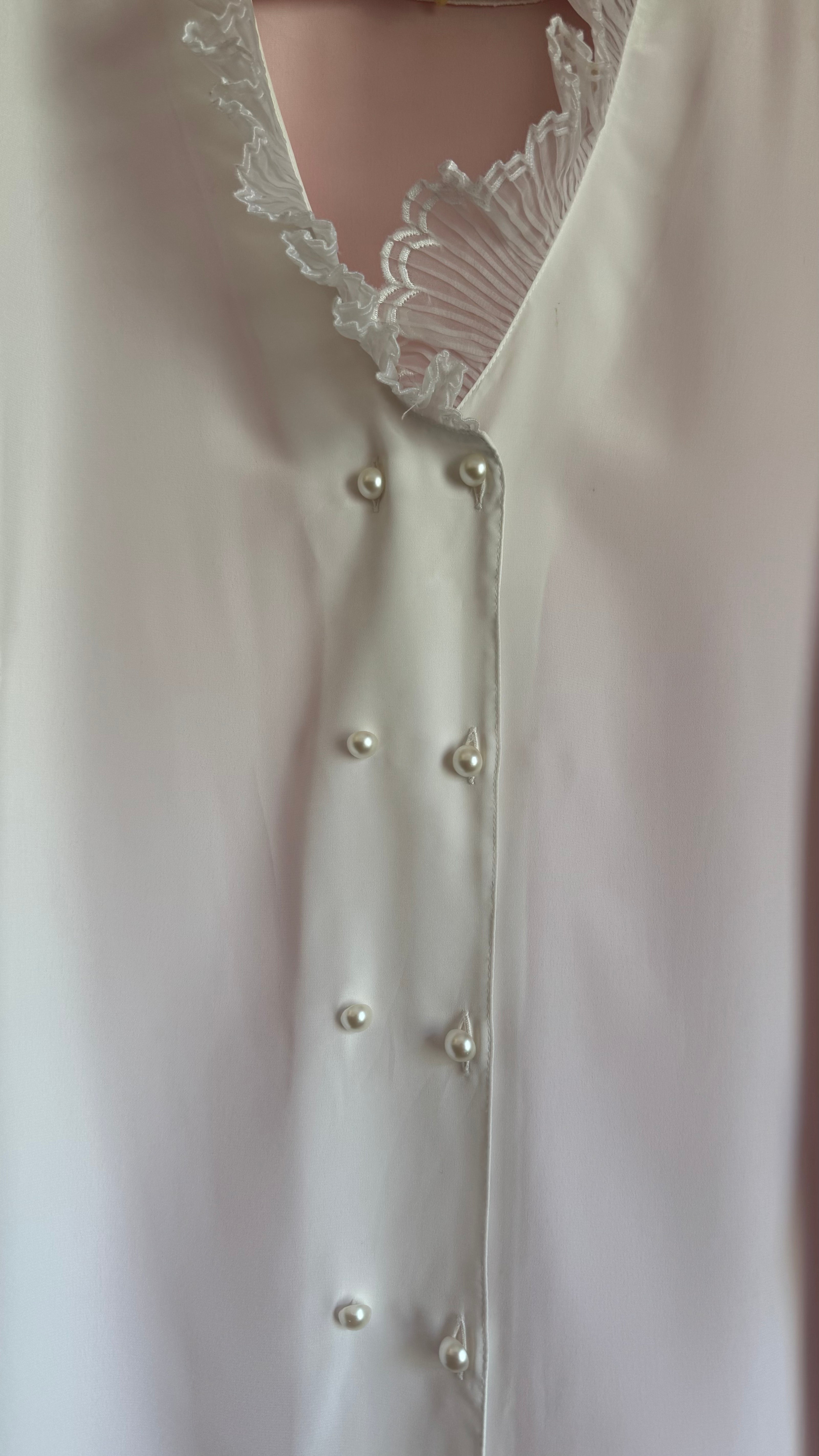 Vintage 1980s Ivory Ruffle Blouse by Yarell