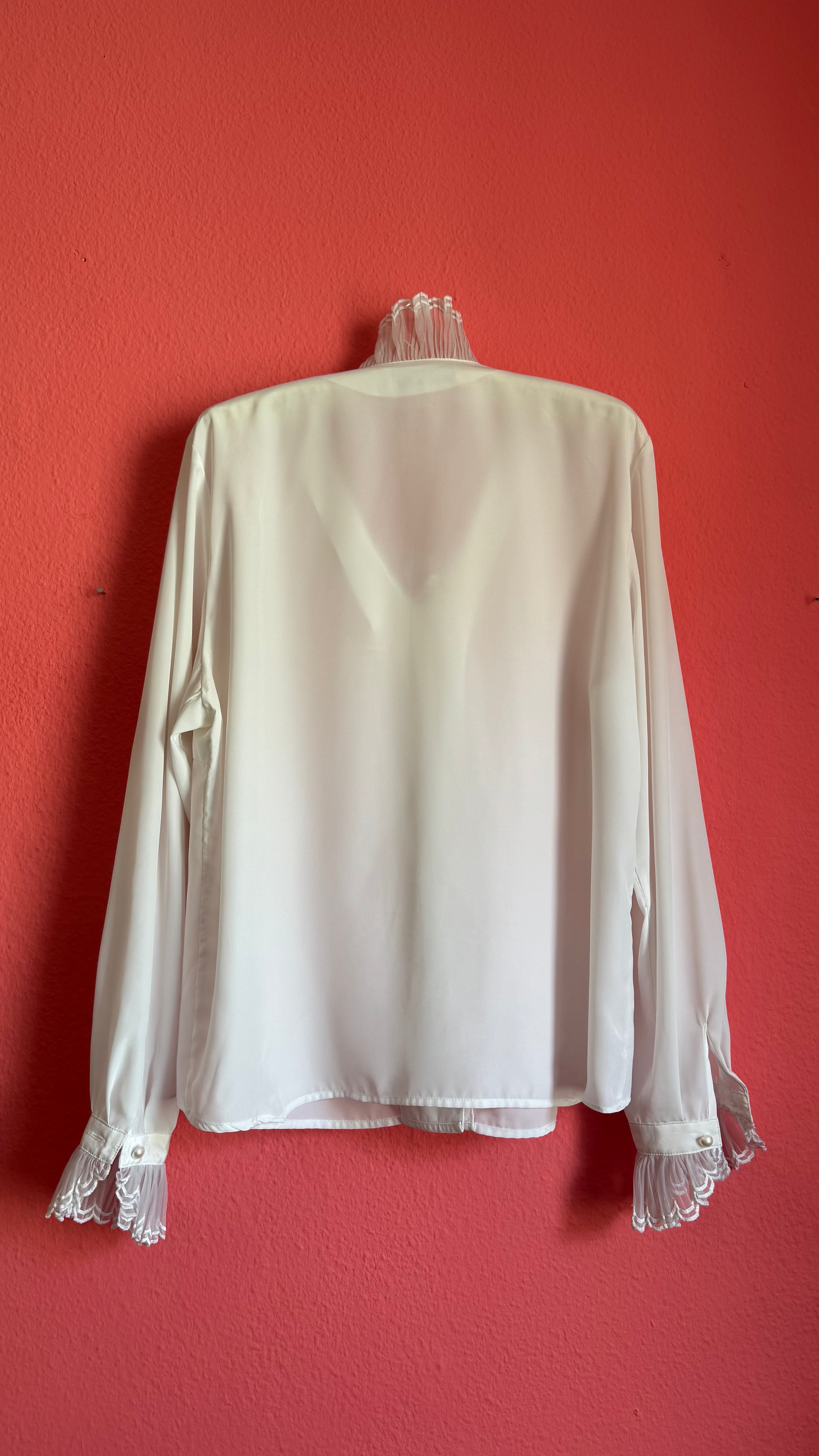 Vintage 1980s Ivory Ruffle Blouse by Yarell