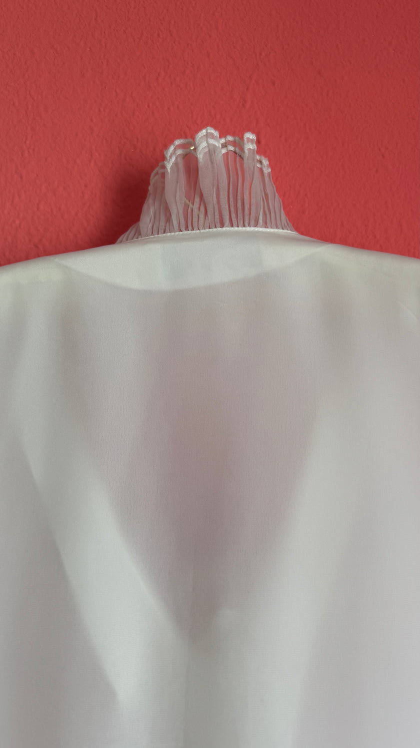 Vintage 1980s Ivory Ruffle Blouse by Yarell