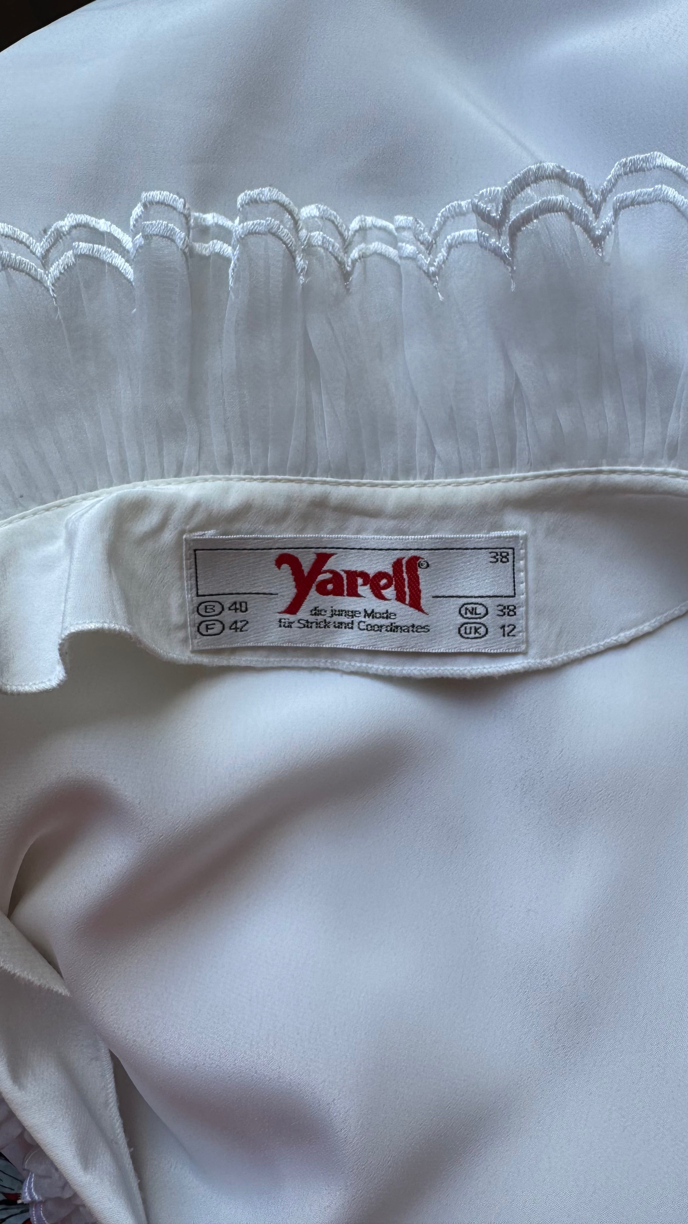 Vintage 1980s Ivory Ruffle Blouse by Yarell