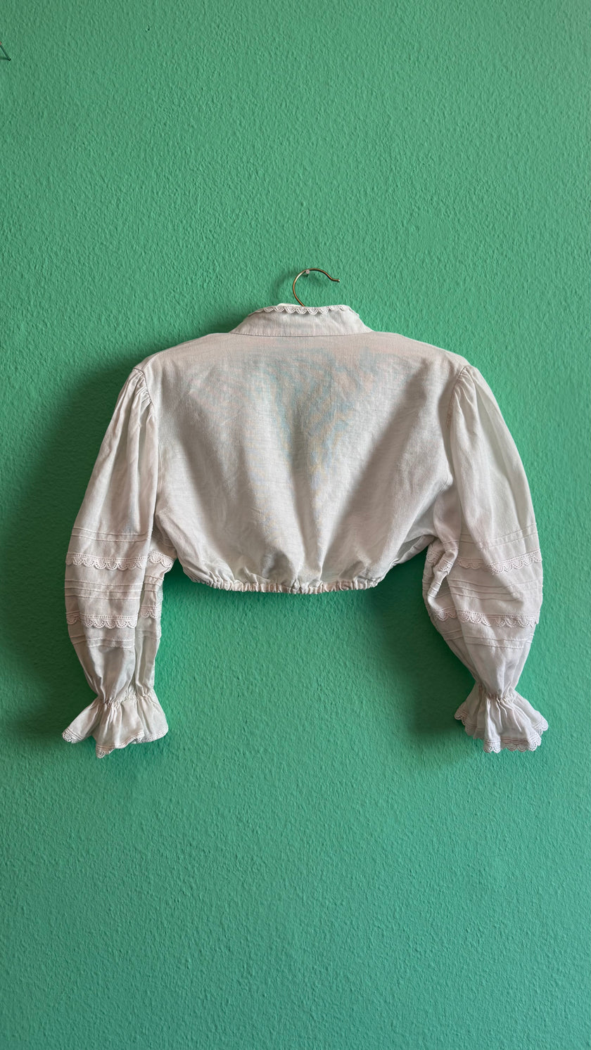 Vintage 1960s Ivory Lace Dirndl Blouse