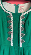 Vintage 1960s Green Embroidered Dirndl Dress by Chiemseer Dirndl