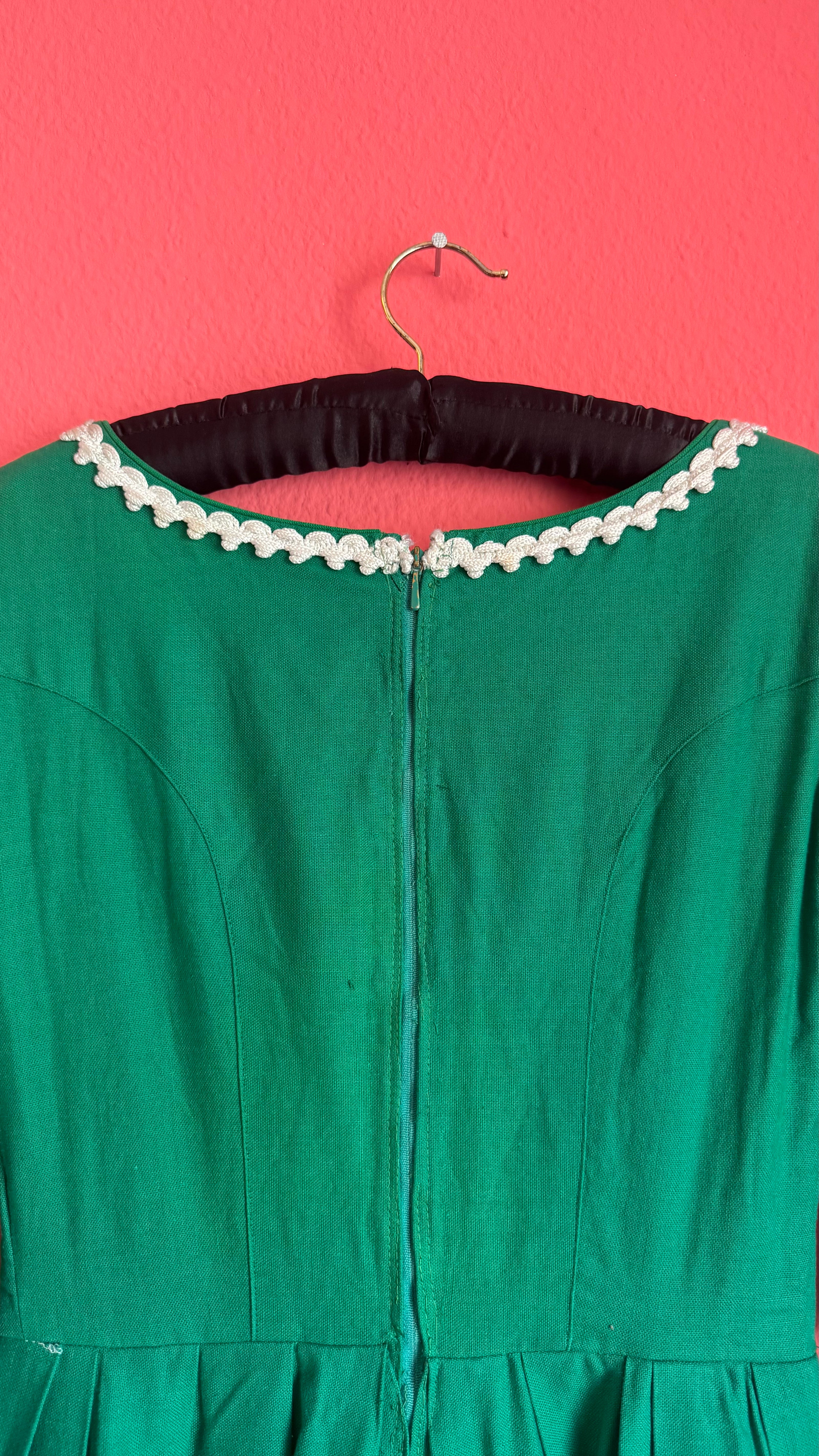 Vintage 1960s Green Embroidered Dirndl Dress by Chiemseer Dirndl
