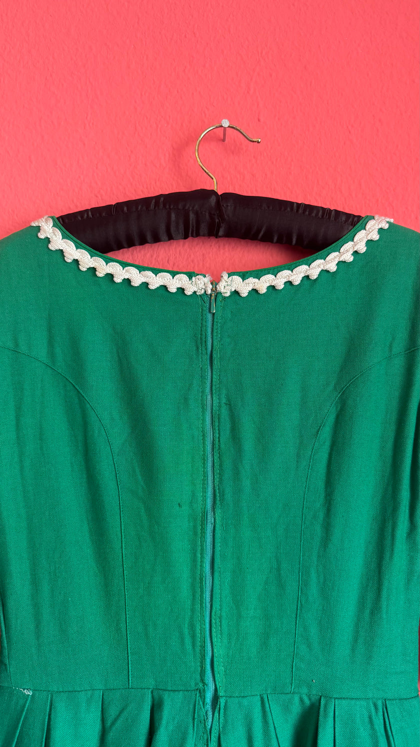 Vintage 1960s Green Embroidered Dirndl Dress by Chiemseer Dirndl