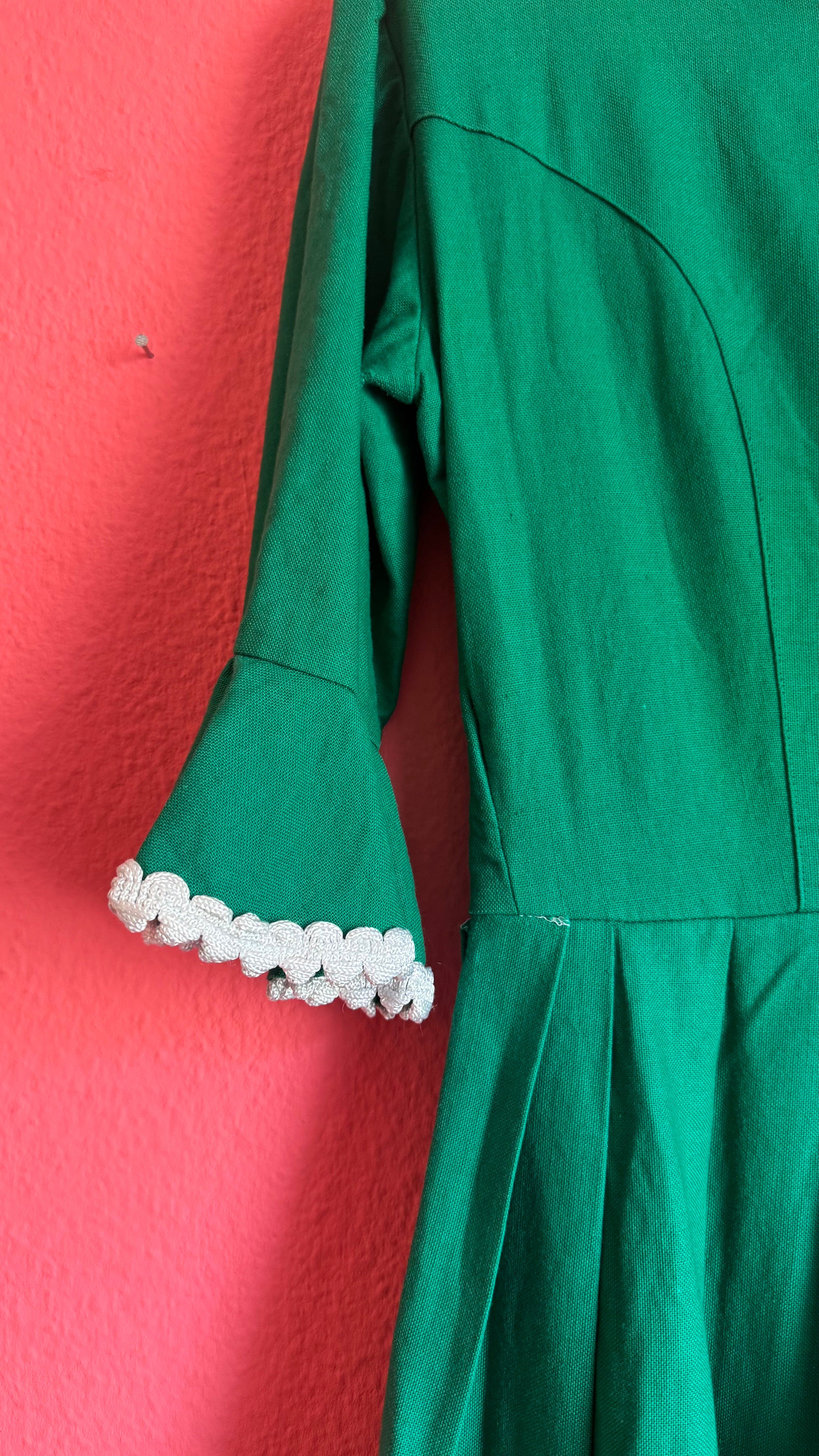 Vintage 1960s Green Embroidered Dirndl Dress by Chiemseer Dirndl