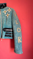 Vintage 1990s Turquoise Leather Statement Jacket By Flora Smith